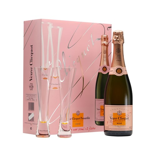 Buy & Send Veuve Cliquot Rose Champagne and 2 Flutes Gift Box